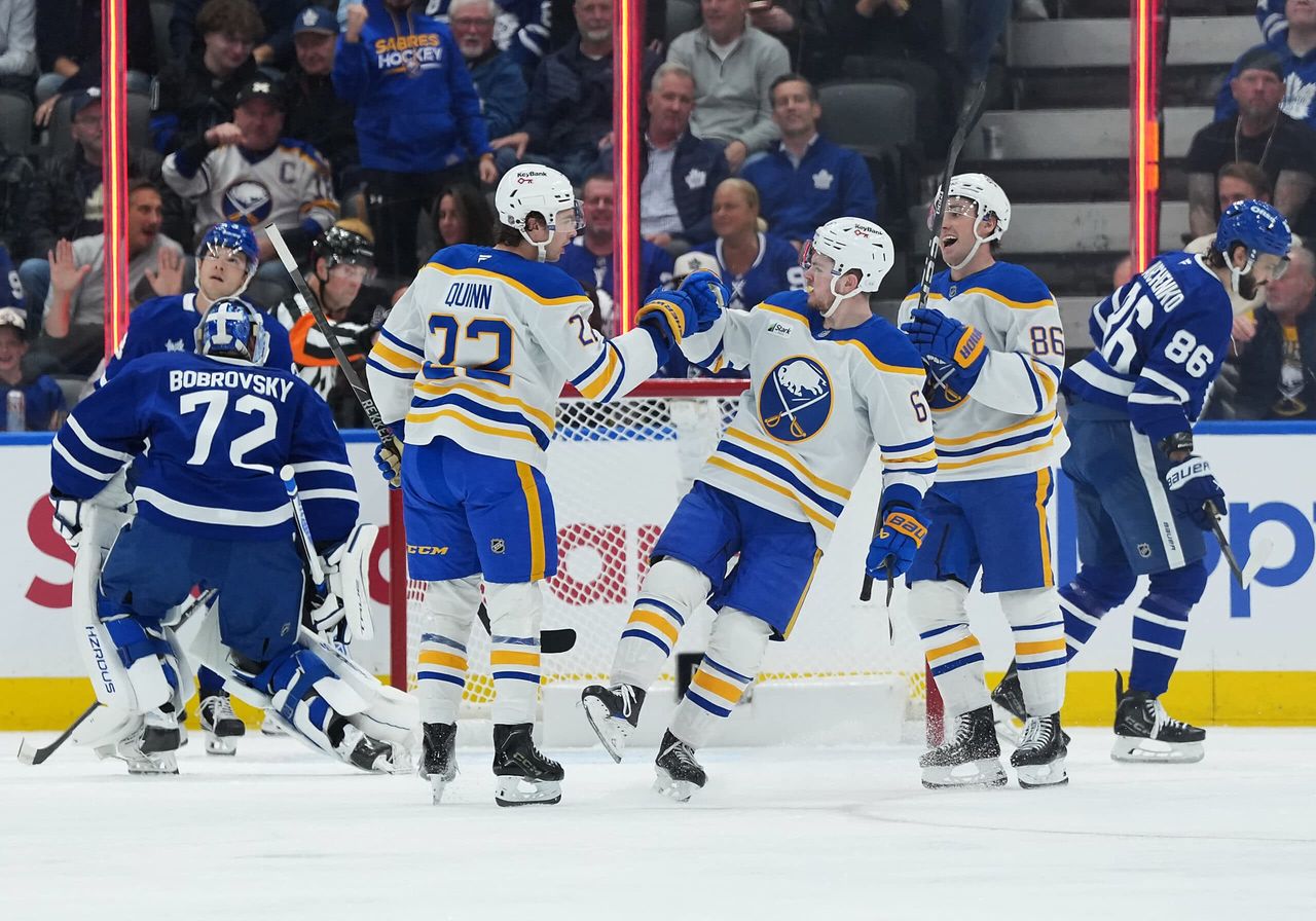 Marchenko hat trick not enough as Maple Leafs blow lead, lose to Sabres in overtime