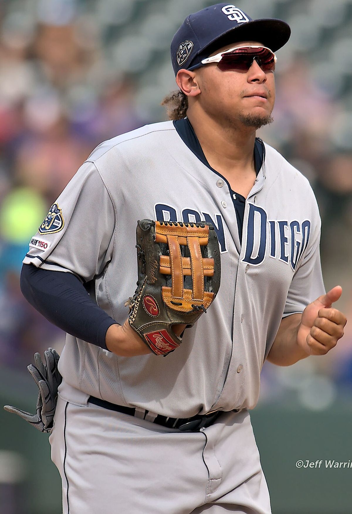 Padres OF Josh Naylor jogs in between innings. Colorado Rockies vs San Diego Padres September 15th, 2019.
