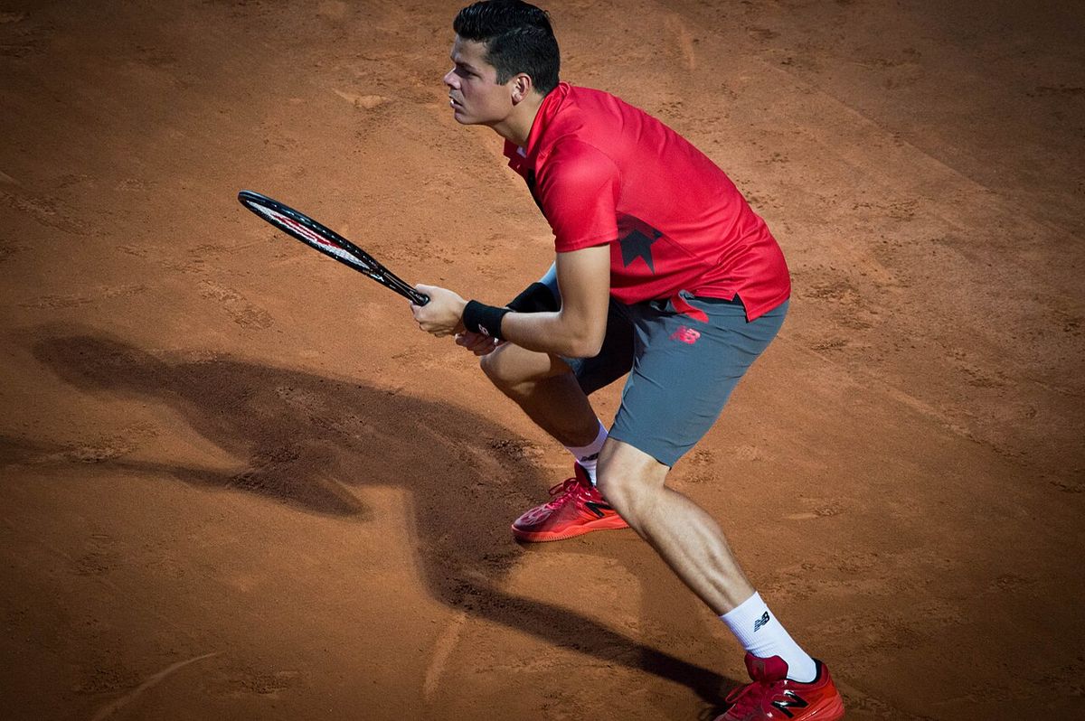 Milos Raonic in action at the 2014 Italian Open