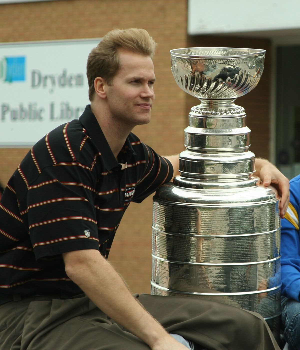 Photograph of Chris Pronger with the Stanley Cup in Dryden, ON. Taken June 27, 2007.