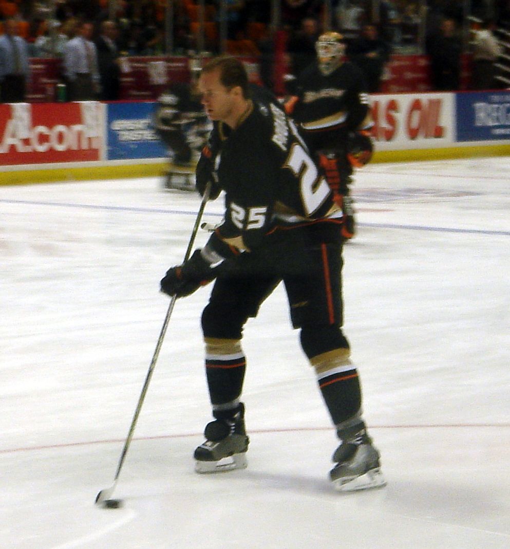 Chris Pronger of the Anaheim Ducks during a pre-game warm-up. Anaheim, CA, USA.