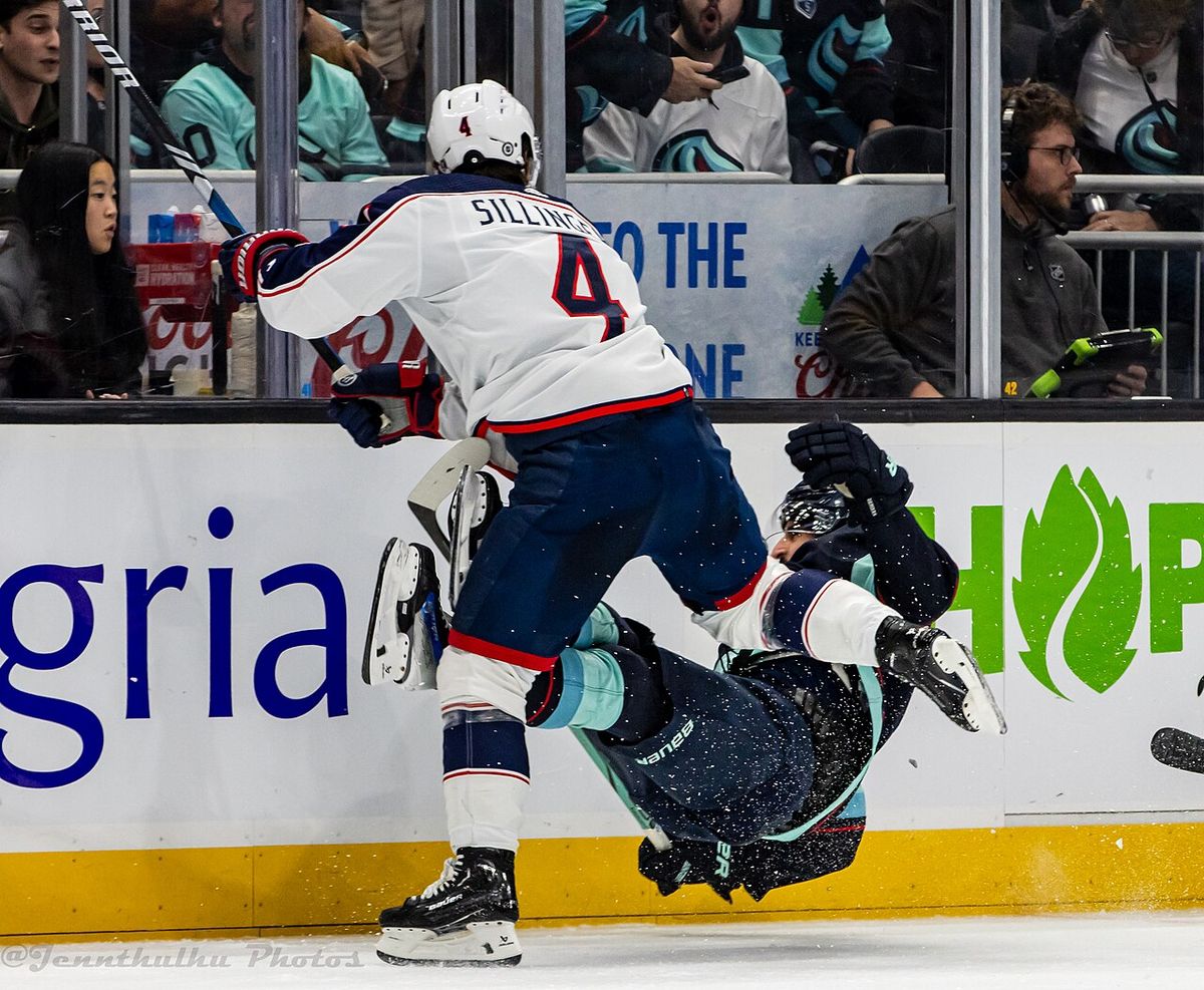 NHL hockey game between the Columbus Blue Jackets and Seattle Kraken in Seattle on January 28, 2024.