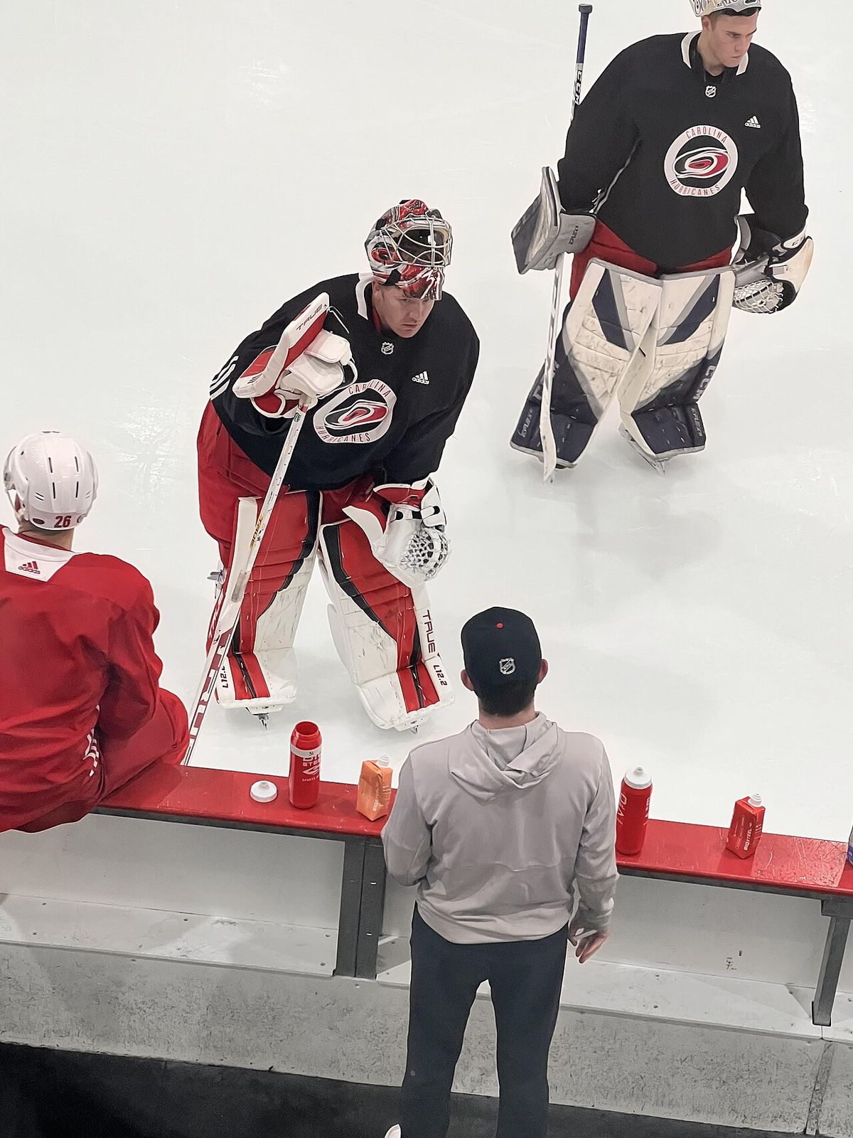 Andersen taking a break after doing a drill