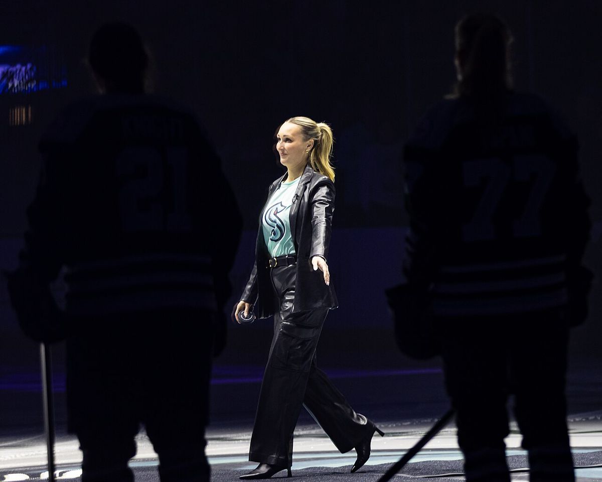 Jessica Campbell from the Seattle Kraken performed the ceremonial puck drop. Campbell made history with the Kraken this season becoming the 