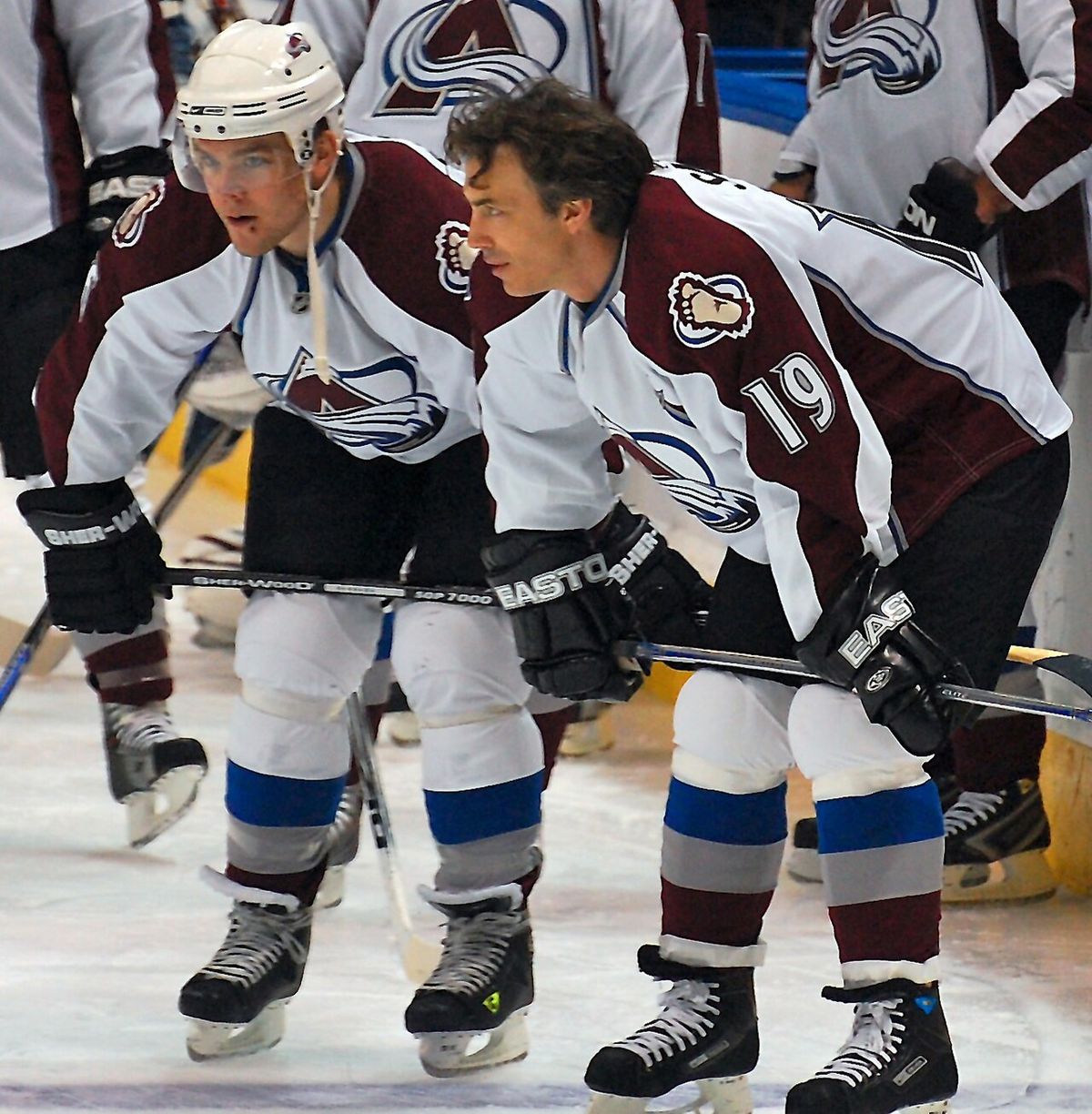 #19 Sakic played for Quebec back in the days and Paul Stastny's dad, Peter, also played with Québec in the 80's, along with his brothers Mar