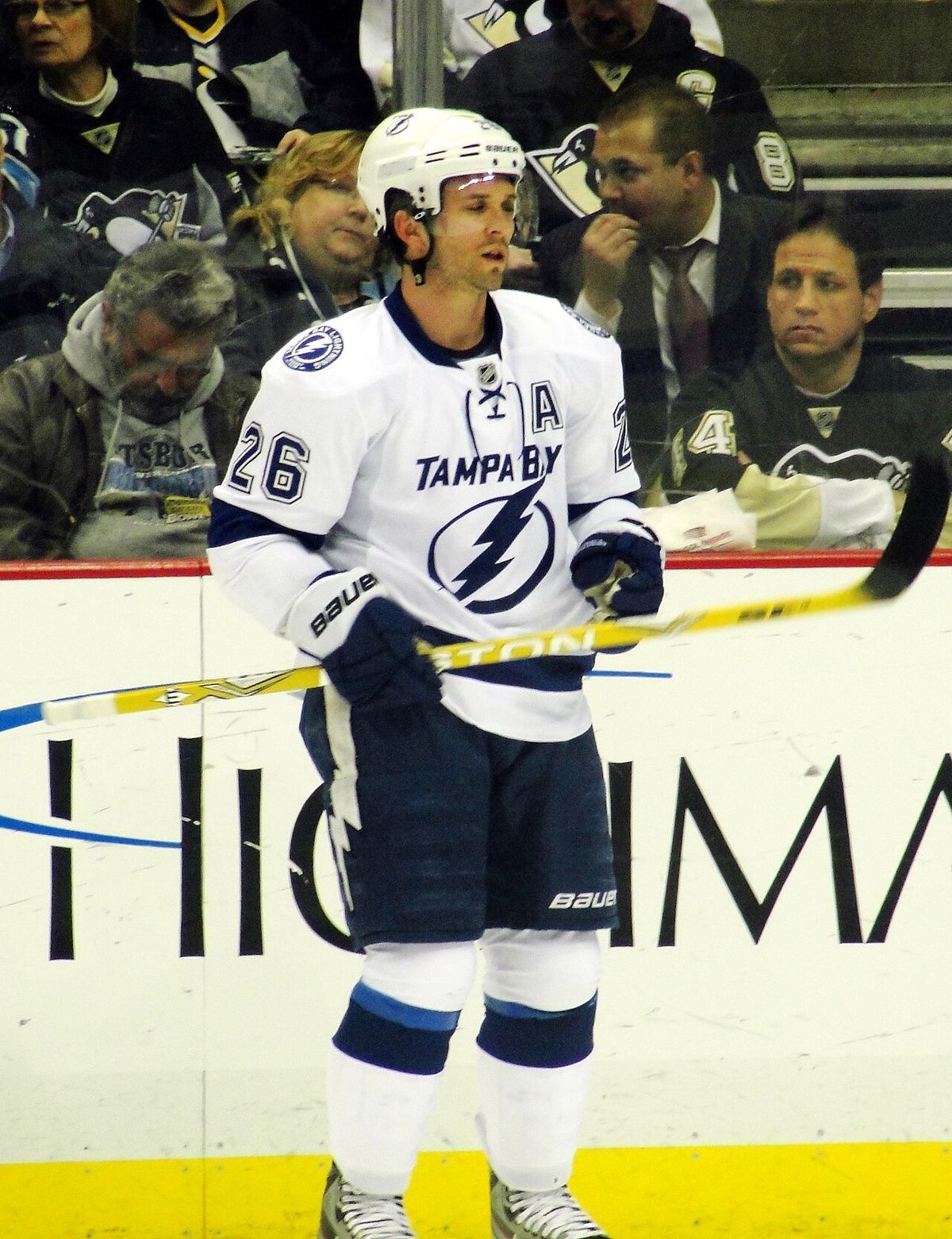 Martin St. Louis of the Tampa Bay Lightning during a February 12, 2012 game against the Pittsburgh Penguins at Consol Energy Center in Pitts