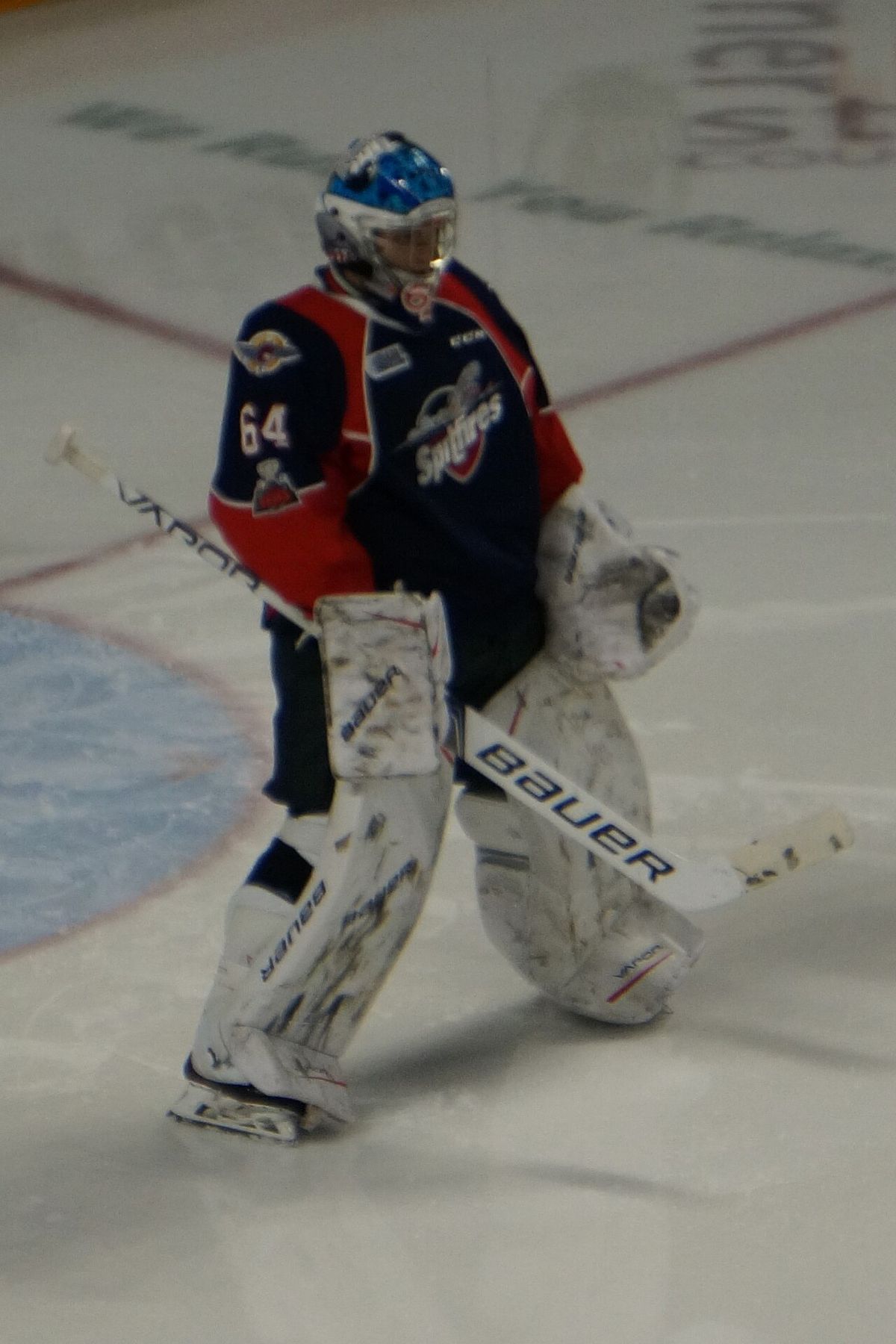 Michael DiPietro playing for the Windsor Spitfires against the Kitchener Rangers in Kitchener on November 10, 2017.