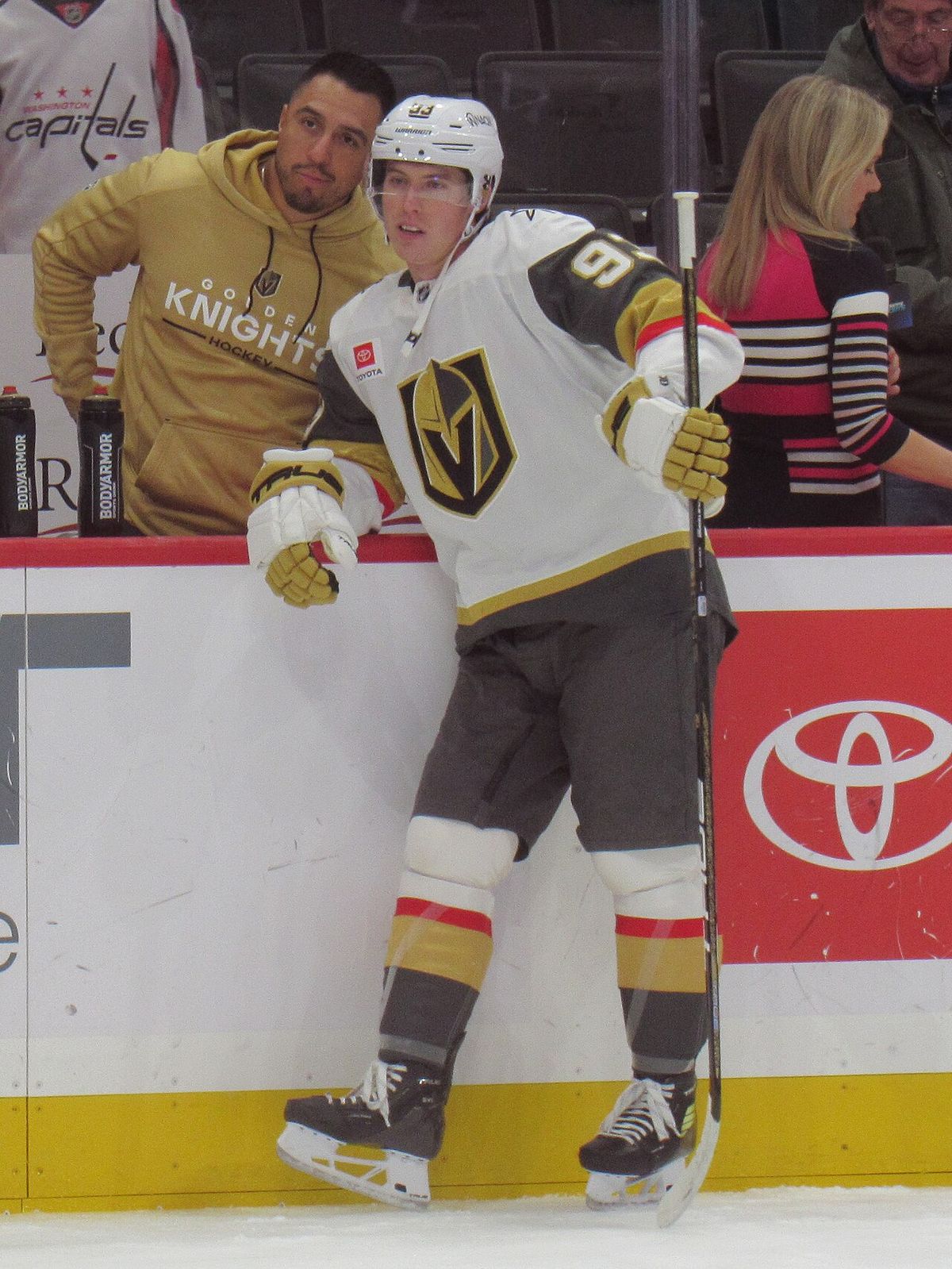 Vegas Golden Knights forward Mitch Marner during warmups prior to a game against the Washington Capitals on February 27, 2026.
