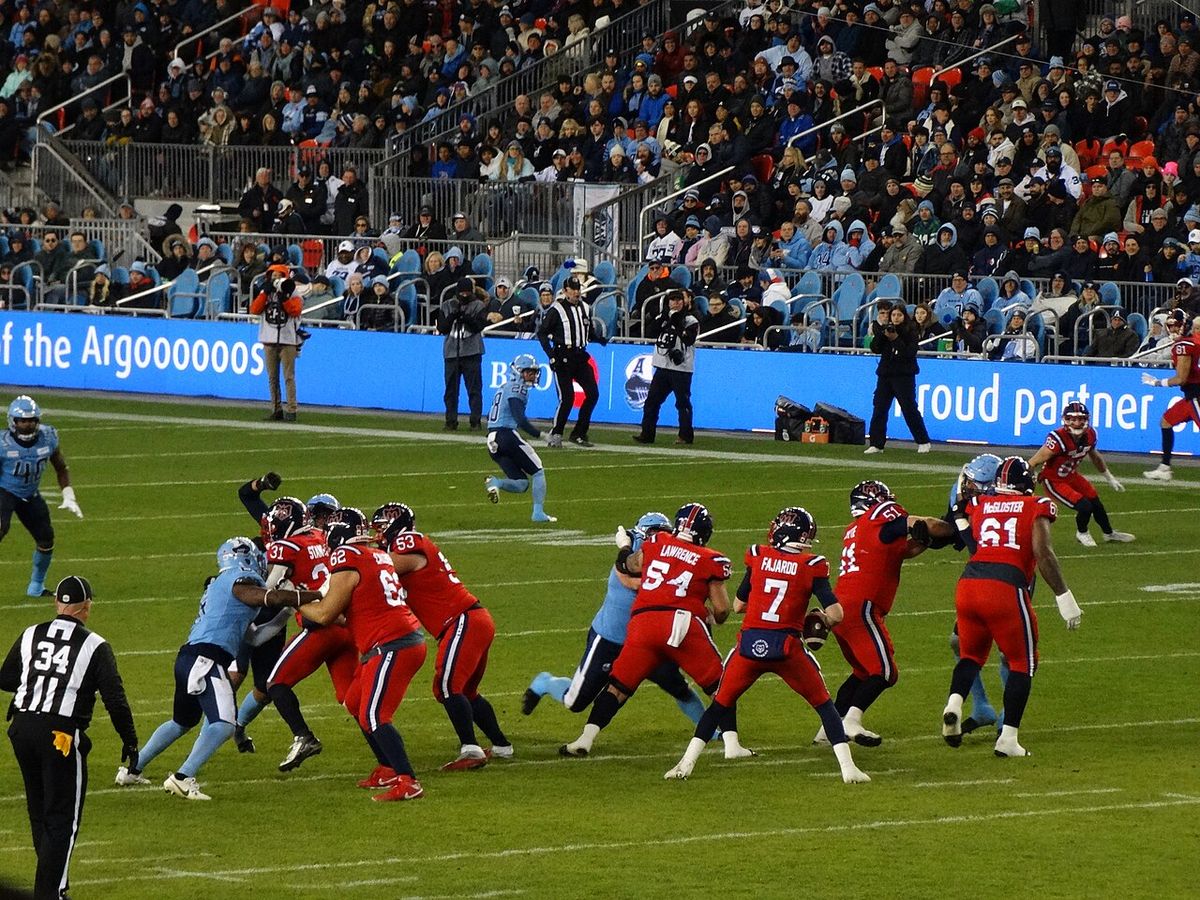 The Montreal Alouettes play the Toronto Argonauts in Toronto for the East Final playoff game.