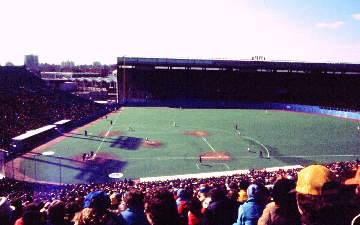 Second league game for the Toronto Blue Jays. Unlike the first game played in a snow storm, this day was bright and sunny with the temperatu