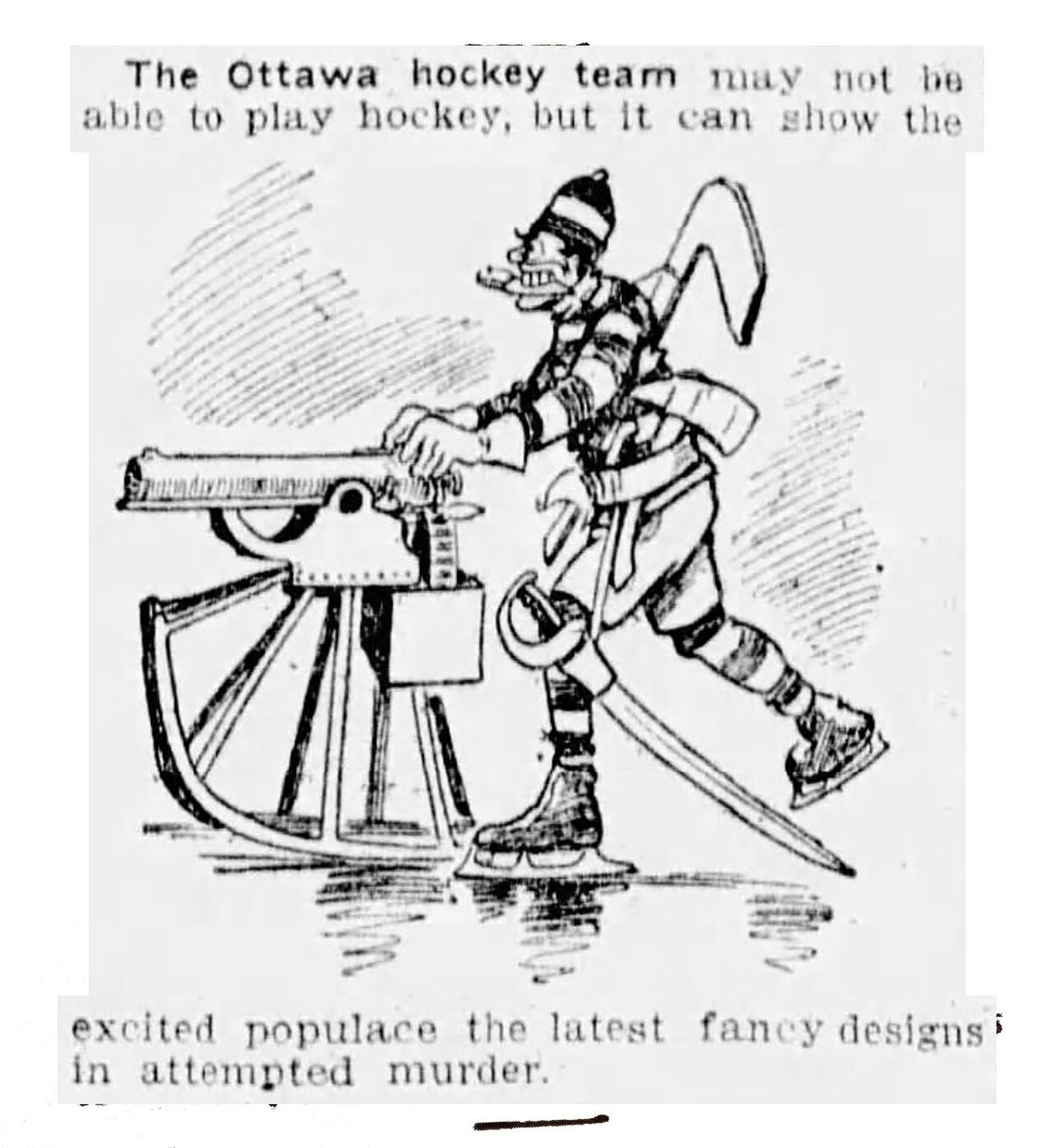 Cartoon in Montreal Star 1907 of opinion of Ottawa Silver Seven