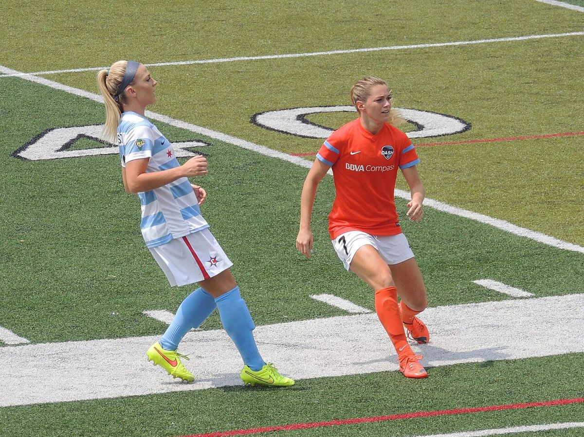 July 26, 2014; Julie Johnston and Kealia Ohai in Chicago Red Stars vs Houston Dash