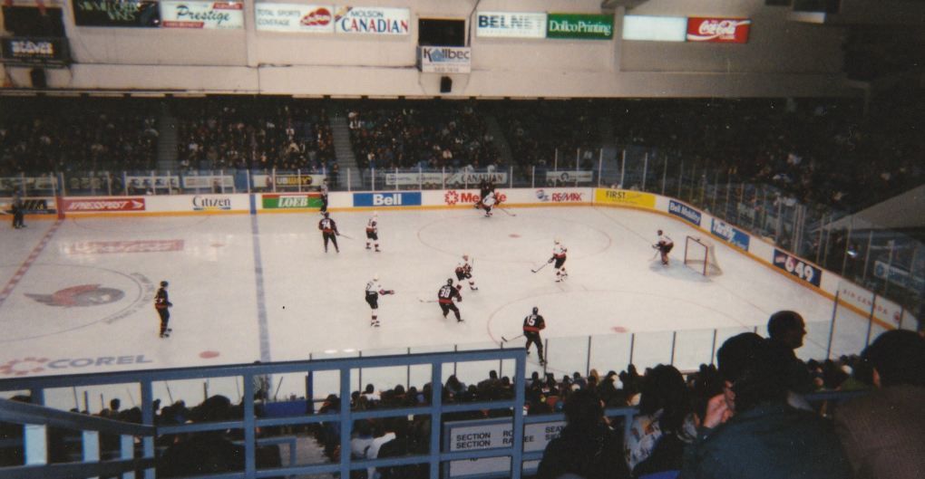 A Senators intra-squad game from the 1994-95 NHL Super Skills competition held at the Ottawa Civic Centre in November 1994. This was Radek B